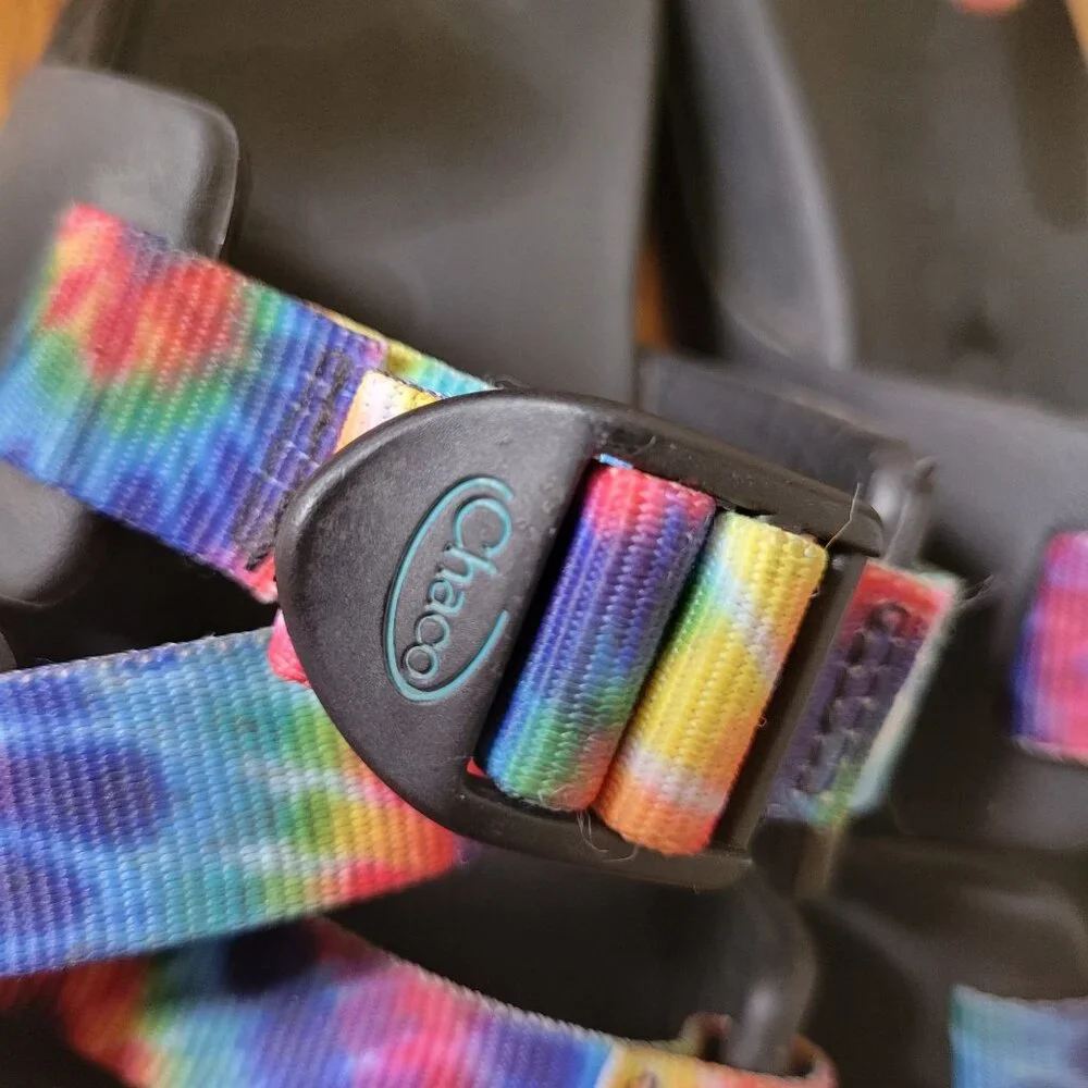 Chaco Youth Summer Rainbow Tie‎ Dye Slide Sandals 4 CHILLOS